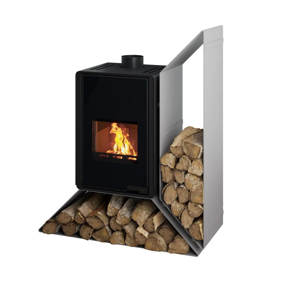 Poêle à bois HS Flamingo Deluxe Kampa gris avec étagère à droite 9 kW — image 2
