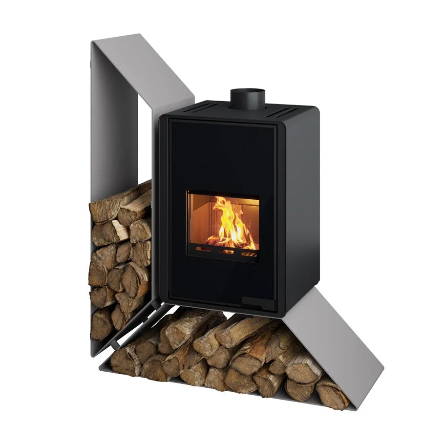 Poêle à bois HS Flamingo Deluxe Kampa gris avec étagère à gauche 9 kW — image 2
