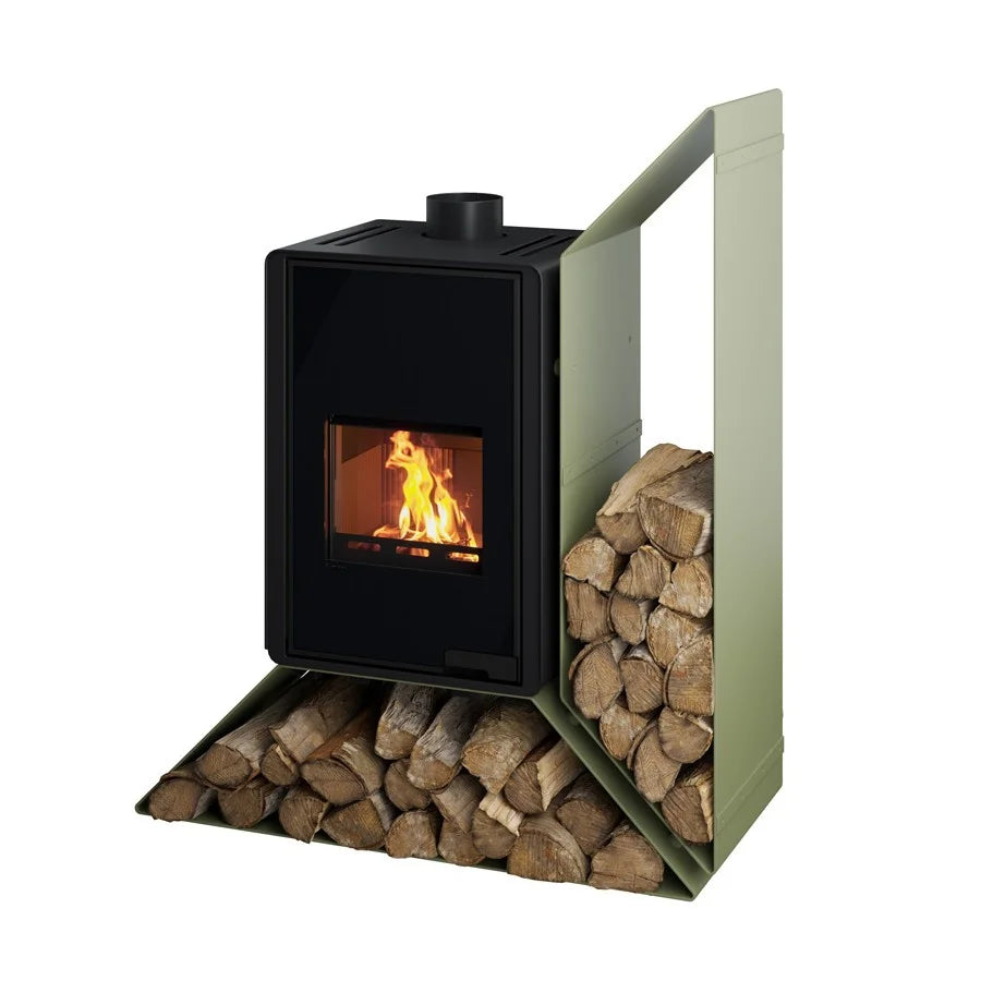 Poêle à bois HS Flamingo Deluxe Kampa olive avec étagère à droite 9 kW — image 2