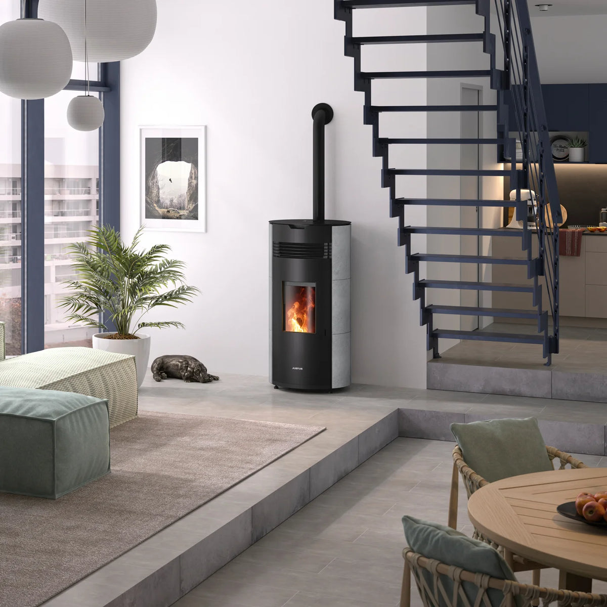 Poêle à granulés Justus Norta acier noir 8 kW