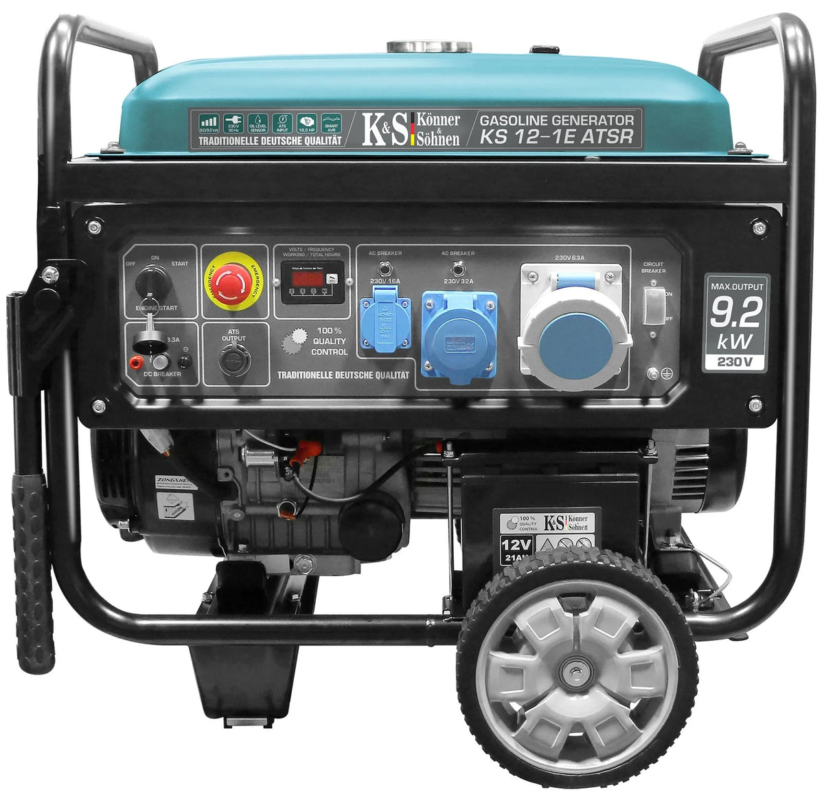 Vue avant et panneau de commande du groupe électrogène Könner & Söhnen KS12-1E ATSR 9200 W