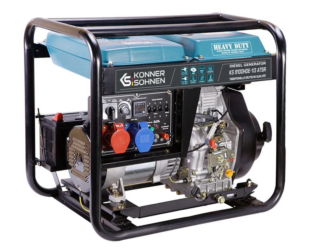 Vue trois-quarts du groupe électrogène diesel Könner & Söhnen KS9100HDE-1/3 ATSR