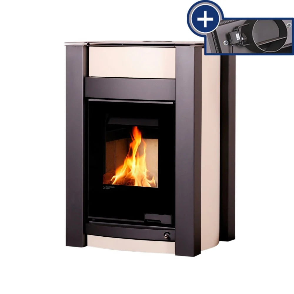 Poêle à bois Aquaflam Vario Kalmar Basic Crème 11/5 kW avec échangeur d’eau — image 2