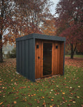 Sauna de jardin avec revêtement métallique