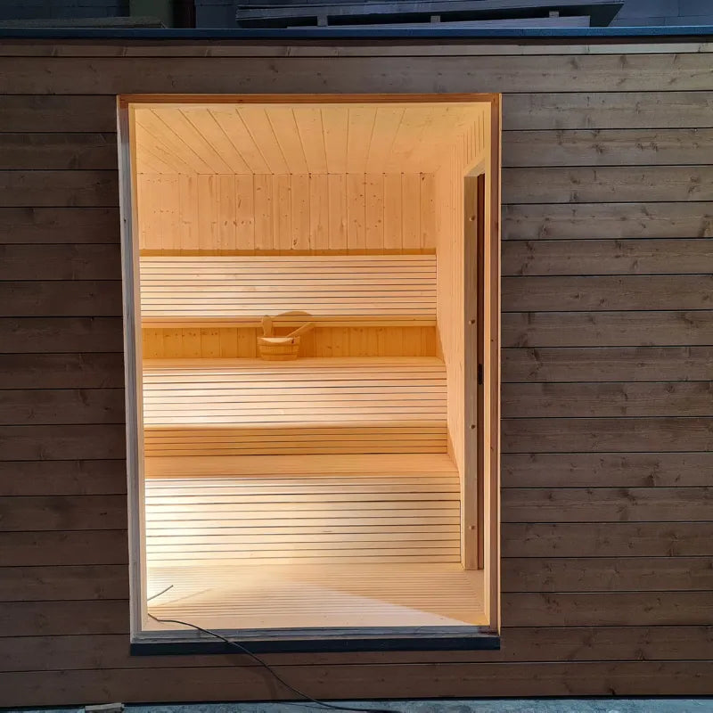 Sauna extérieure de jardin TOBUS L avec espace vestiaire