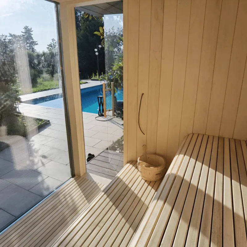 Sauna extérieure de jardin TOBUS L avec espace vestiaire