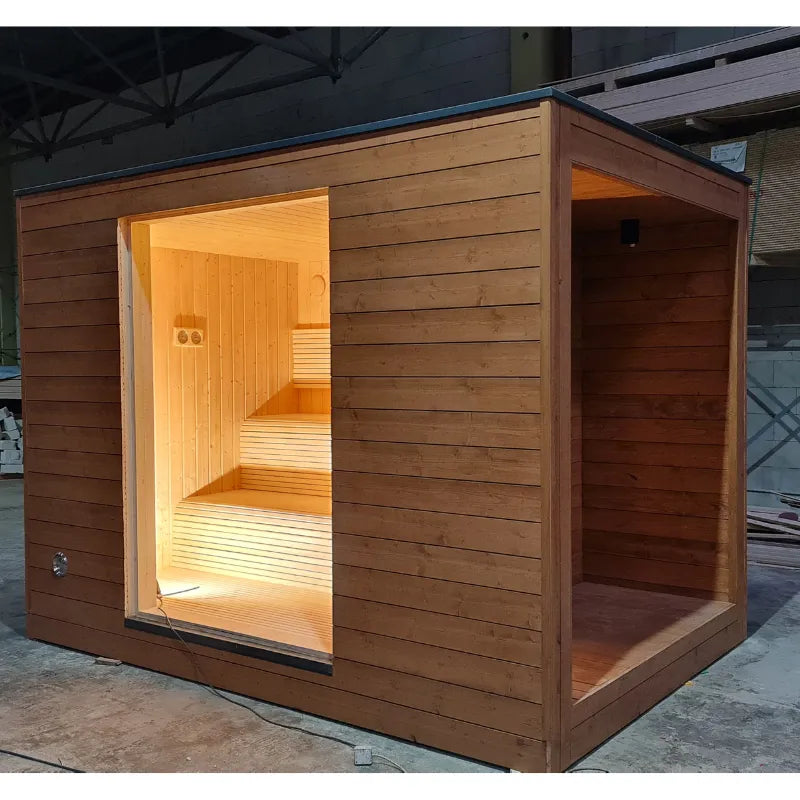 Sauna extérieure de jardin TOBUS L avec espace vestiaire