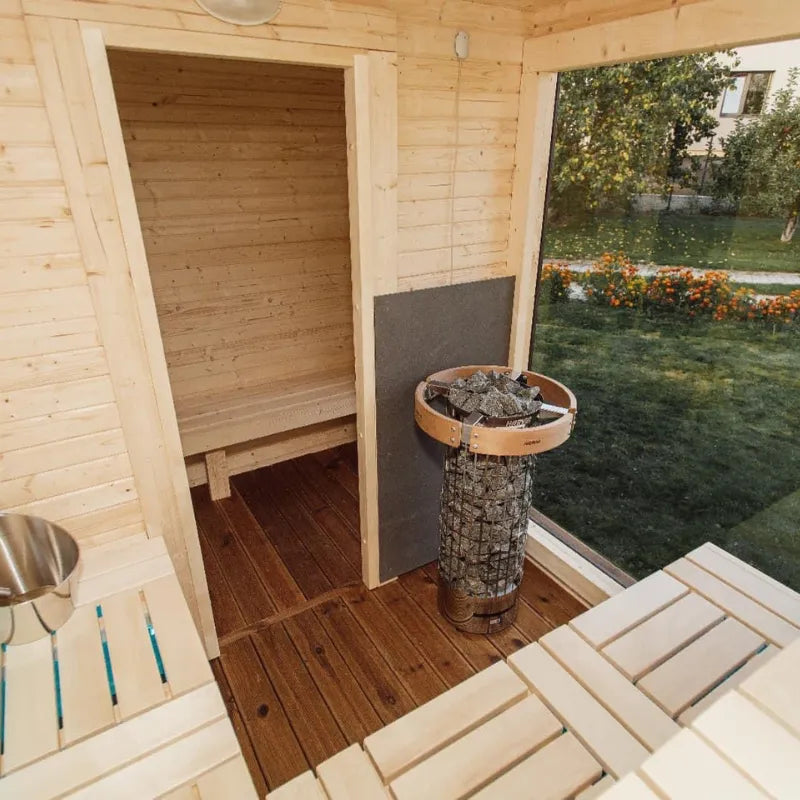 Sauna extérieur Mandi avec espace d’entrée – Sauna de jardin en bois d’épicéa