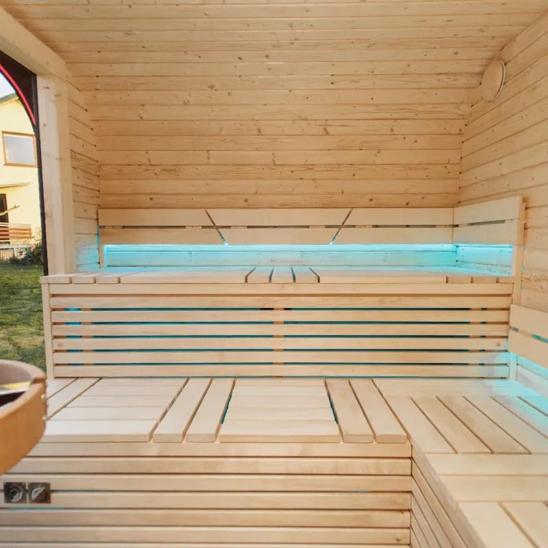 Sauna extérieur Mandi avec espace d’entrée – Sauna de jardin en bois d’épicéa