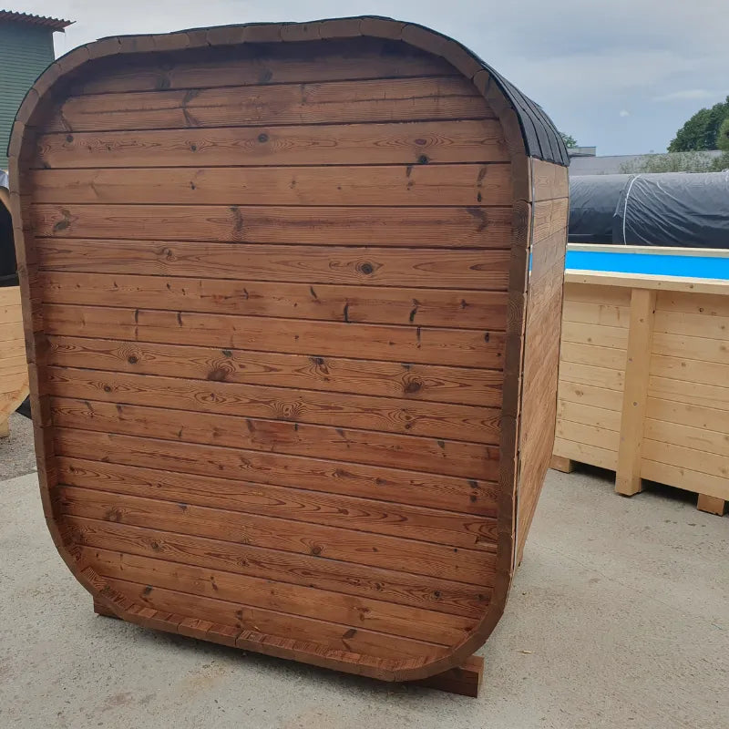 Sauna tonneau Korax Thermo 1,6 m – Thermobois premium avec poêle électrique 4,5 kW