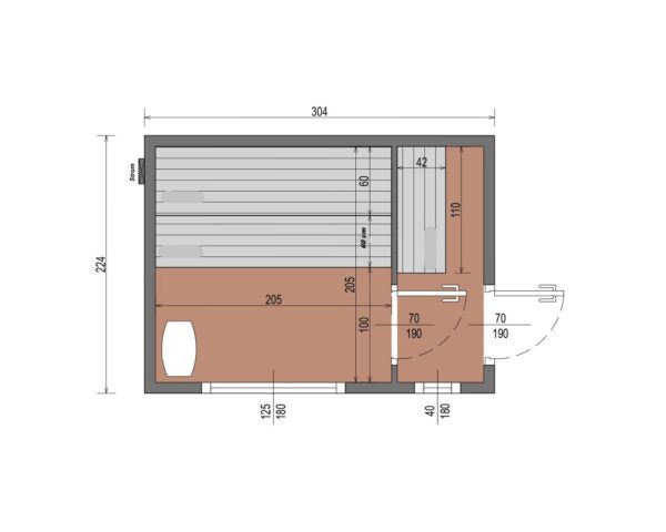 Sauna de jardin avec espace vestiaire