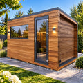 Sauna extérieur Korax avec terrasse vitrée